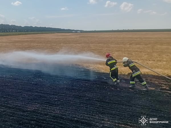 Стерня й трава у вогні: понад 9 га вигоріло на Вінниччині