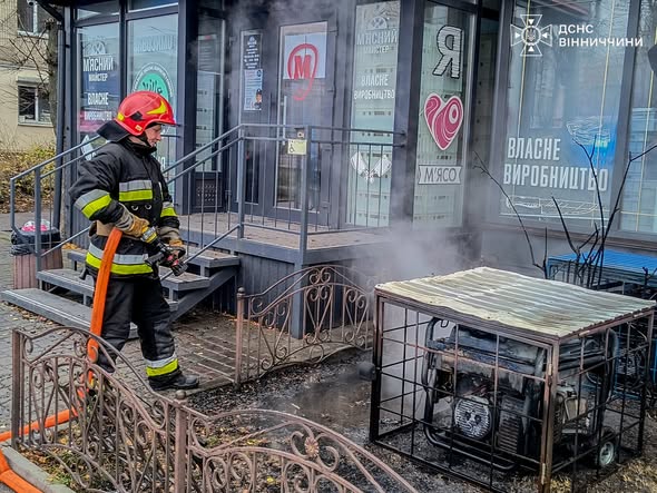 Пожежа поруч із торговим закладом у Вінниці: причина — розгерметизація паливної системи генератора