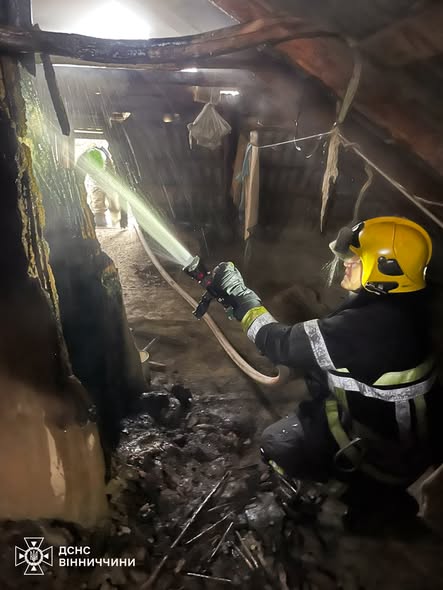 Шість пожеж за добу: у Чечельнику чоловік отримав опіки, рятуючи дітей