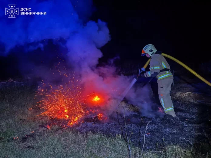 Пожежі в екосистемах не вщухають: на Вінниччині за добу рятувальники 13 разів виїжджали на займання